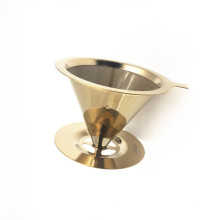 Wiederverwendbarer Edelstahl-Kaffeefilter-Dripper des hohen Grads mit goldener Farbe